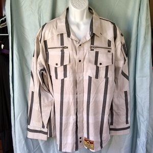 NWT Raw Diamond Brand 2XL Beige Plaid Button Down Front Pocket Shirt